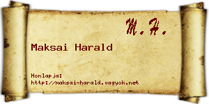 Maksai Harald névjegykártya